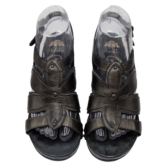 Dansko Nina Heeled Leather Sandals Womens Black Slingback 7707950200 Sz 38 / 7.5 - Picture 8 of 12